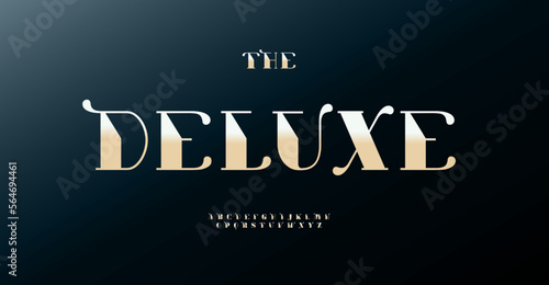 Deluxe alphabet, exquisite serifs letters, elegant font for monogram, wedding headline, unique logo of jewelry, fashion, vine, beauty salon, restaurant premium typography. Vector typographic design