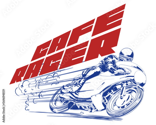 Cafe Racer Rider – Dynamic Retro Motorcycle Illustration in Ink Style
