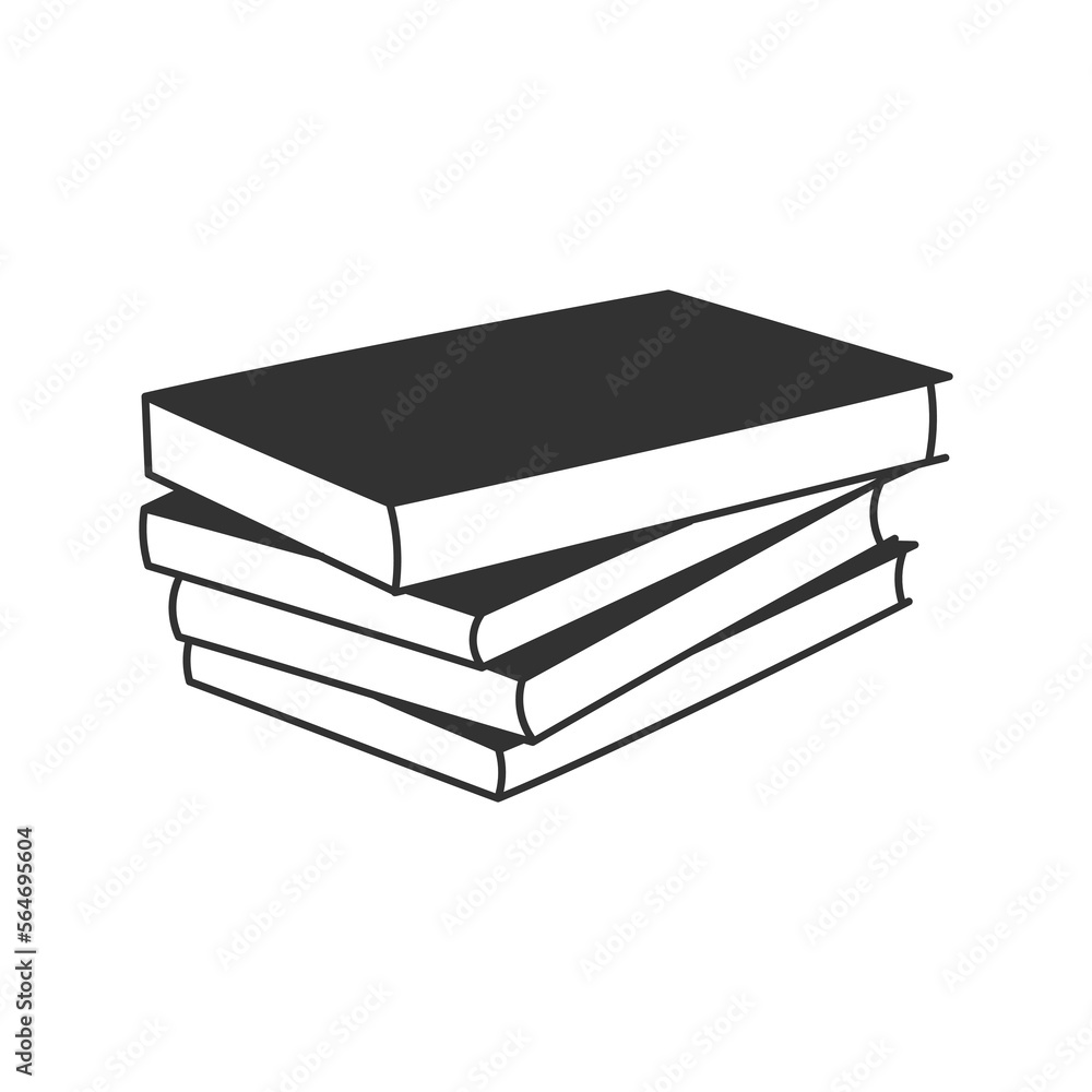 Silhouette of a book, vector illustration of a stack of books, isolated on a white background Silhouette of a book, vector illustration of a stack of books, isolated on a white background
