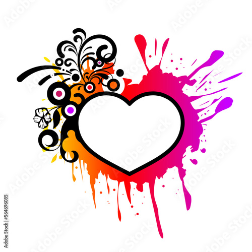 Love heart valentine with splash grunge,Valentine's day