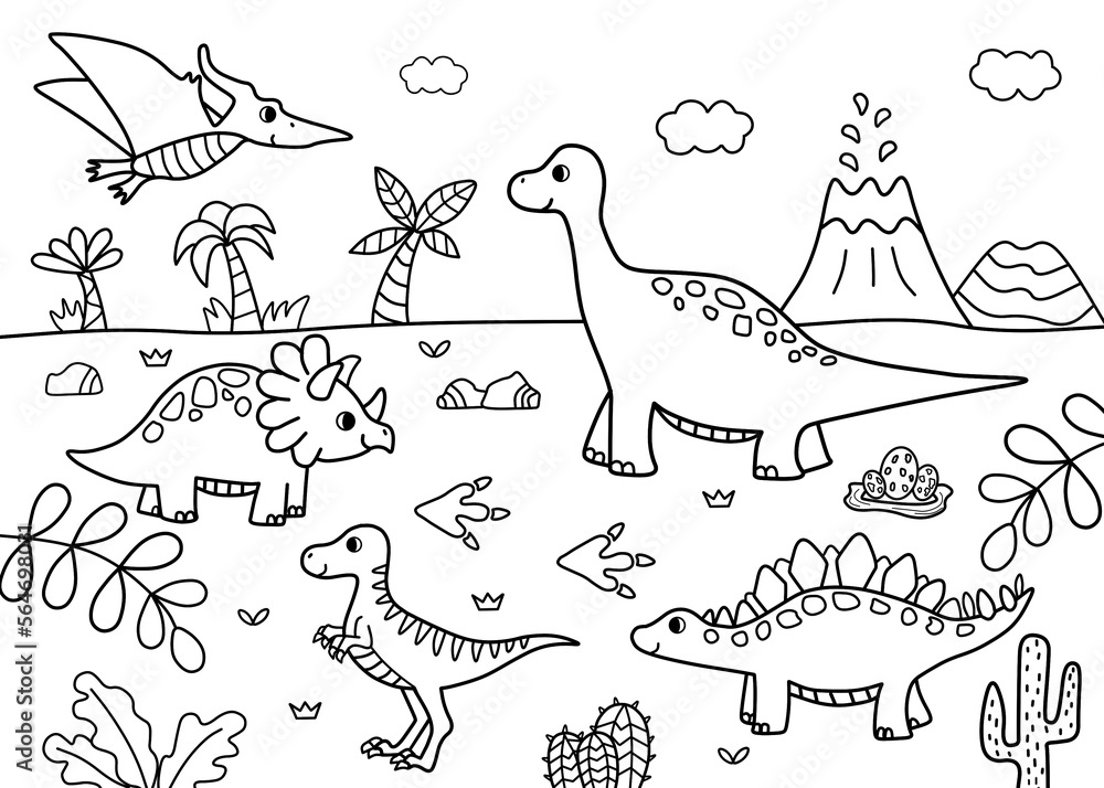 Dinosaur Coloring Pages For Kids Painting For Kindergarten And Dinosaur Coloring Pages For Kids Painting For Kindergarten And