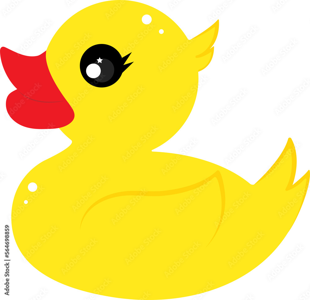 Yellow rubber duck in on a blue background. the icon is in a flat style. vector illustration Yellow rubber duck in on a blue background. the icon is in a flat style. vector illustration