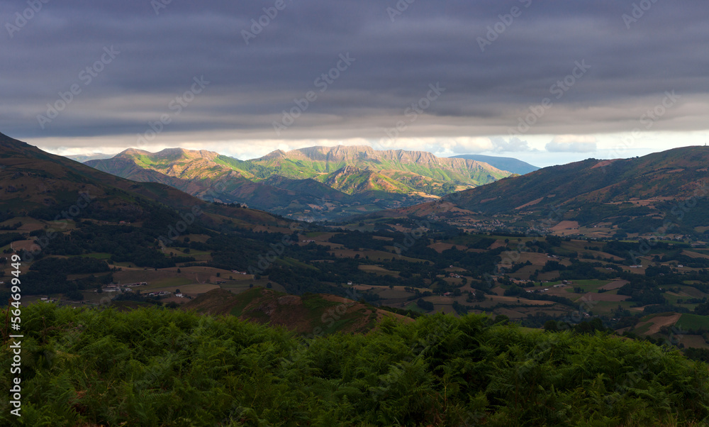 Mountain landscape, along the Way of Saint James. French Pyrenees