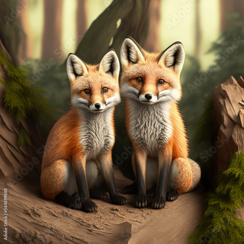 An adorable image of a couple of foxes in a romantic pose, perfect for Valentine's Day. This image captures the essence of love and wild nature, making it the perfect choice for Valentine's Day cards