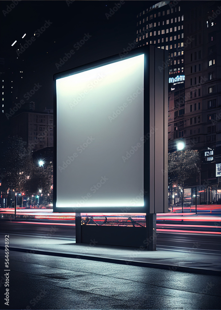 Blank billboard and night outdoor advertising for more billboard visit our portfolio, AI Generated
