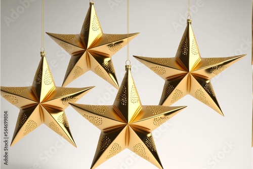 Goldene Sterne für Christbaumschmuck zu Weihnachten 2023, ai generativ