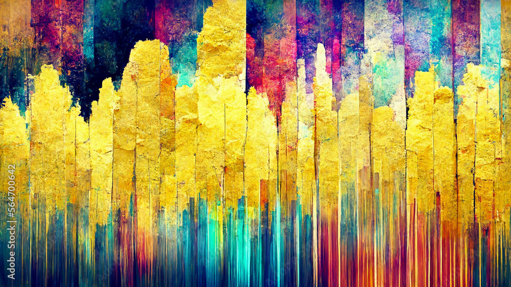Textured multi Colorful yellow abstract color spectrum lines illustration Generative AI Content by Midjourney
