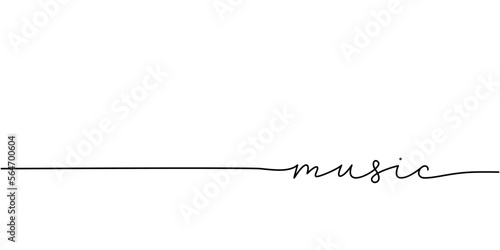 Music word - continuous one line with word. Minimalistic drawing of phrase illustration.