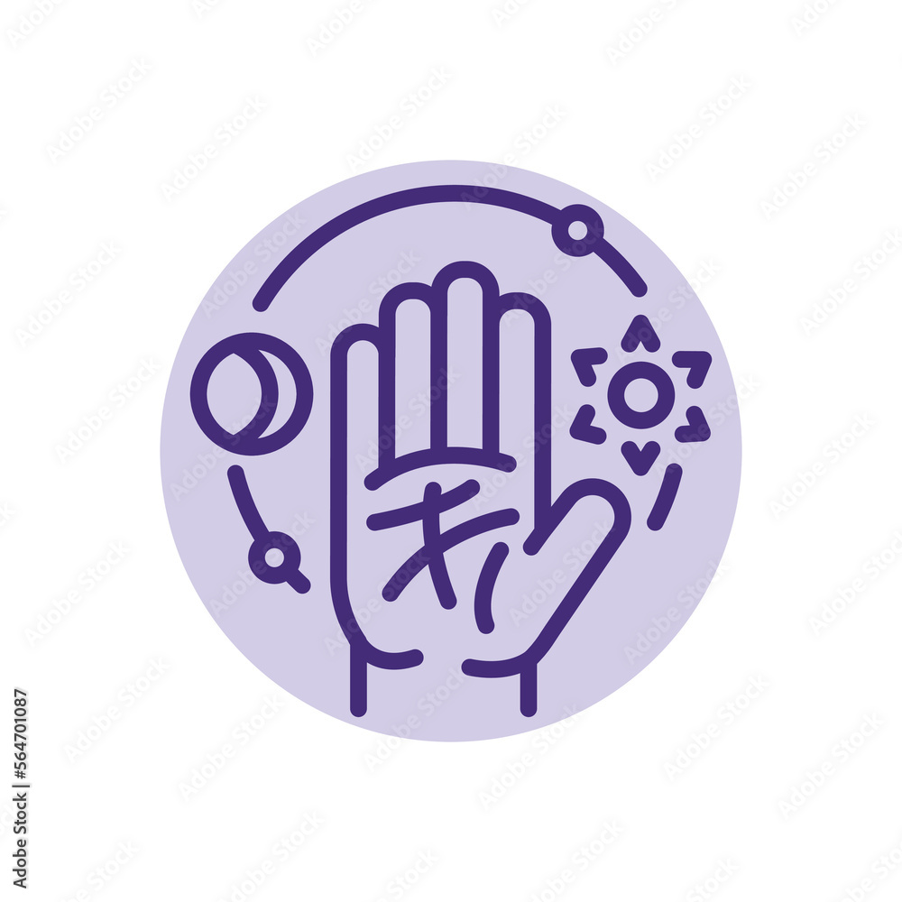 Chiromancy line icon. Isolated vector element. Chiromancy line icon. Isolated vector element.
