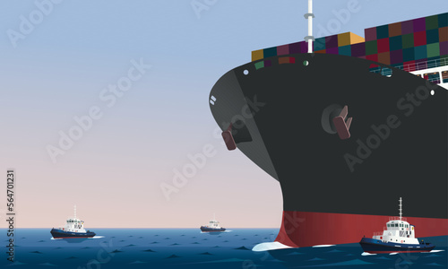 ship and tug