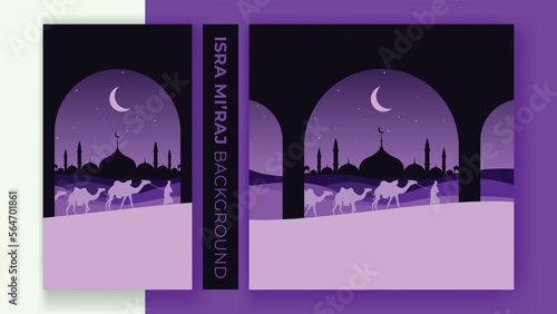 Al-Isra wal Mi'raj islamic background ceremony, the night journey of prophet muhammad vector illustration for poster and flyer
