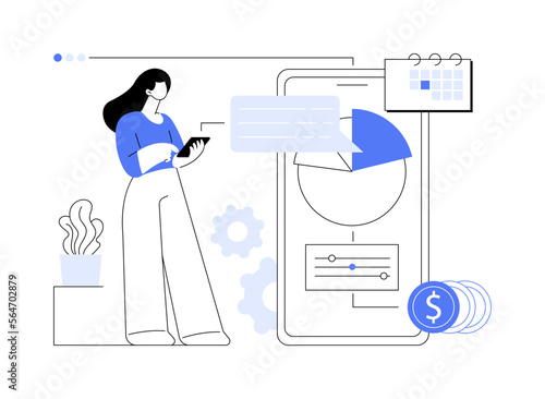 Mobile expense management abstract concept vector illustration.