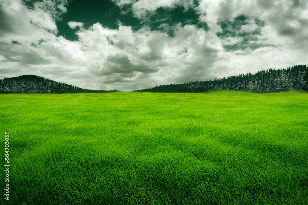green field and blue sky,Generative IA