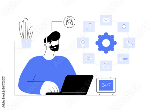 Contact center abstract concept vector illustration.