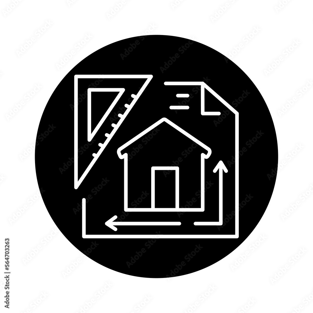 Architectural project house line icon. Building construction Architectural project house line icon. Building construction