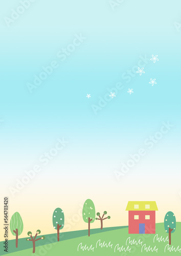 garden hill scenery background illustration