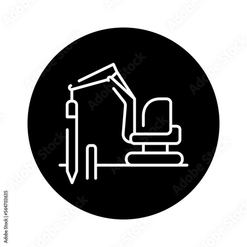 Foundation erection in the house line icon. Building construction
