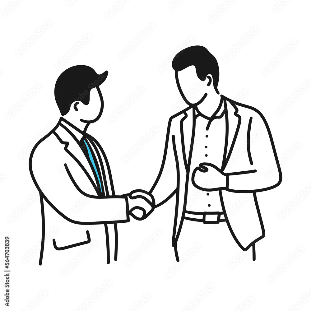 Flat people characters Two business partners handshaking flat vector illustration Flat people characters Two business partners handshaking flat vector illustration