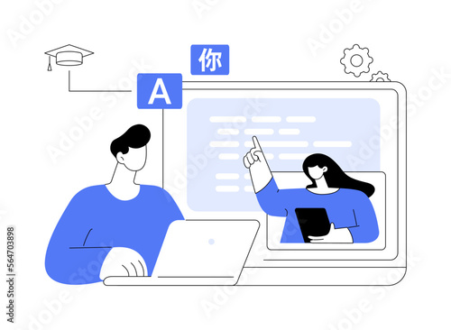 Foreign language workshop abstract concept vector illustration.