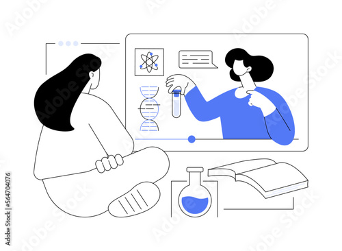 Online Science tutoring abstract concept vector illustration.