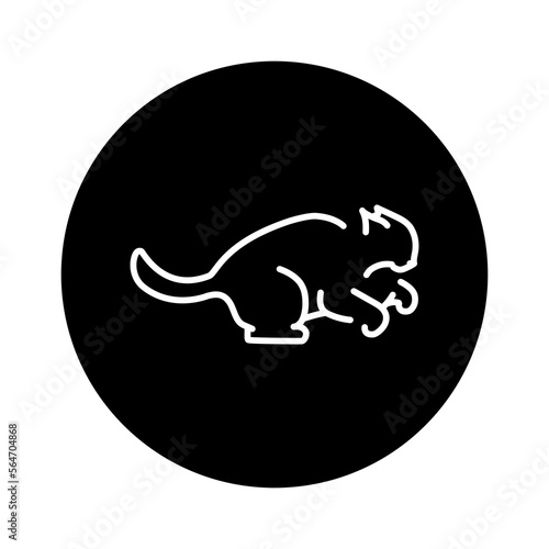 Evil cat fights color line icon. Pictogram for web page