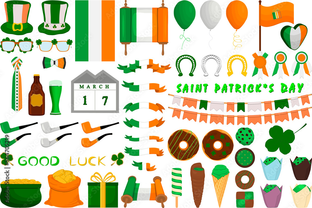 Big set Irish holiday St Patrick day Big set Irish holiday St Patrick day