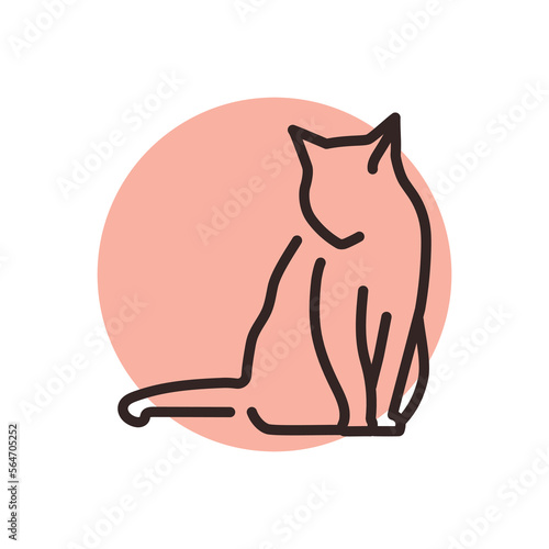 Cat enjoy rest color line icon. Pictogram for web page