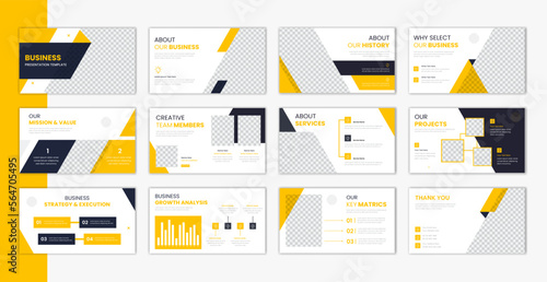 Corporate template presentation design and page layout design, business presentation slideshow for brochure, company profile, website report, finance