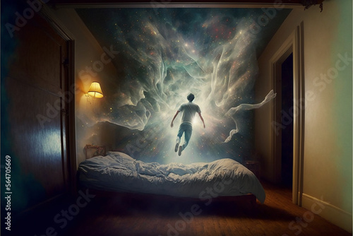 Astral projection, The practice of inducing an out-of-body experience in order to travel to other planes of existence. AI generative
