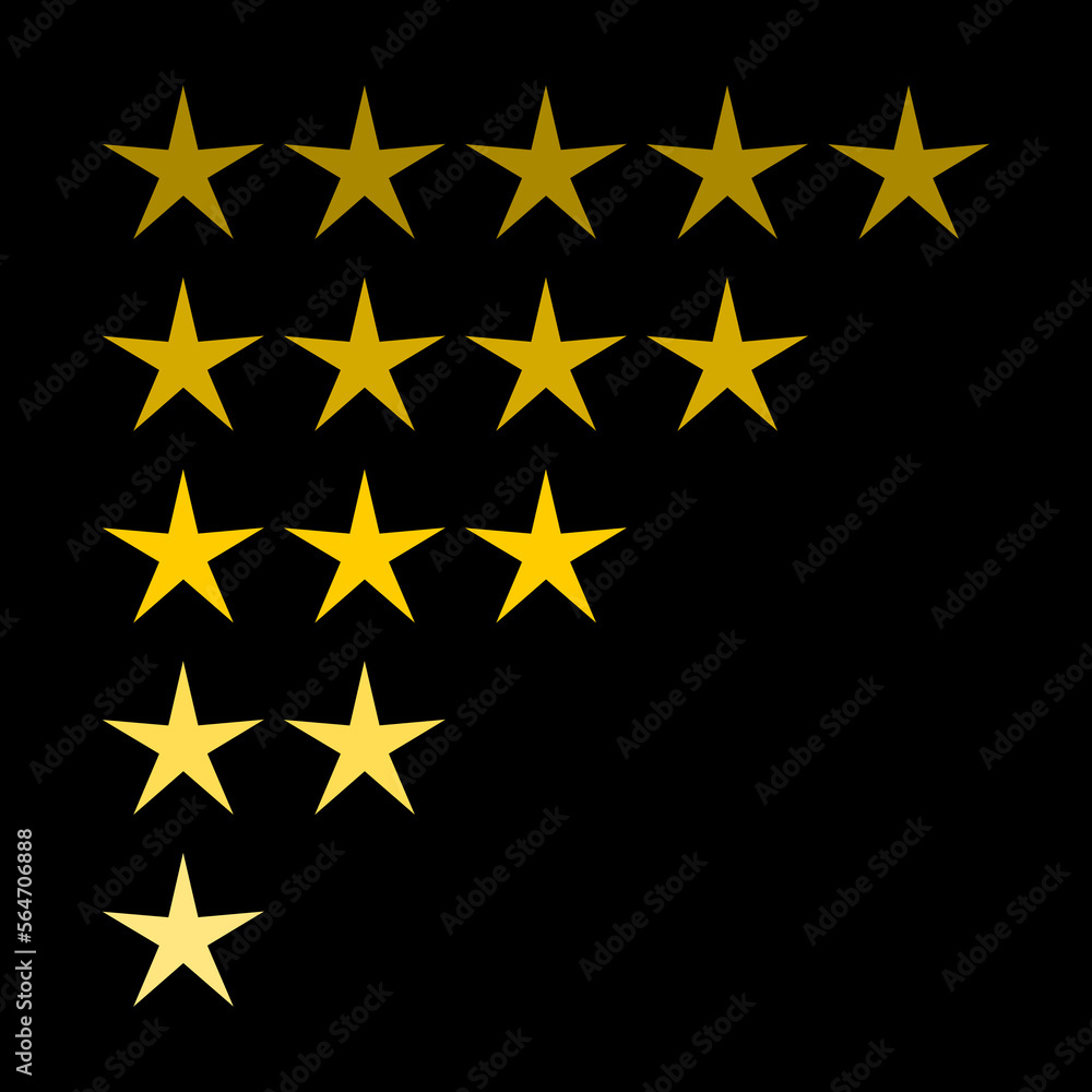 Rating stars icon isolated on black background. Rating stars icon isolated on black background.