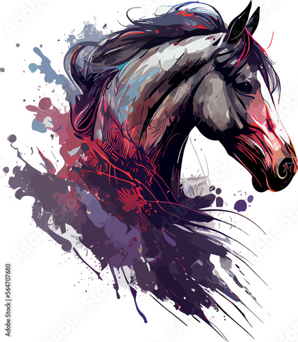 horse drawn watercolor painting