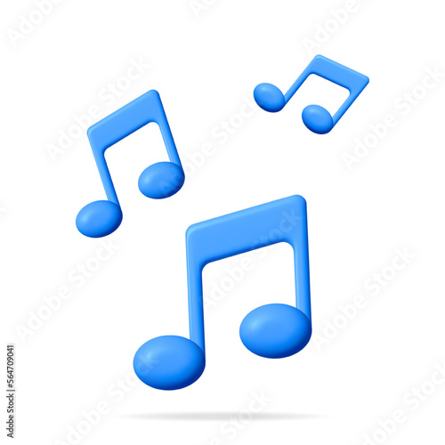 3D Music Note Icon Isolated on White. Render Button with Music Symbol. Note Realistic Design In Plastic Style. Musical Note, Sound, Song or Noise Sign. Vector illustration