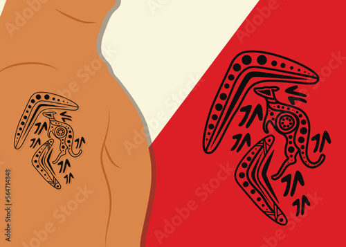 Aboriginal kangaroo tattoo design illustration