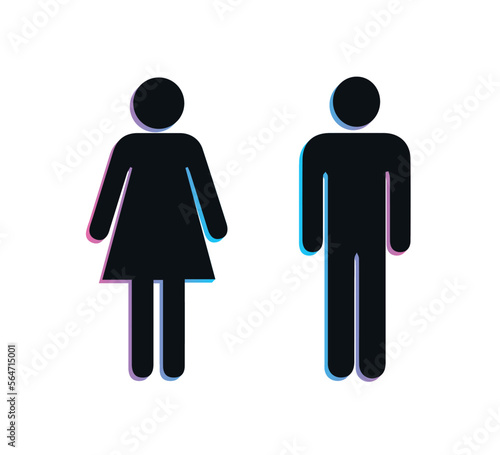 man and woman toilet signs, colorful restroom signs