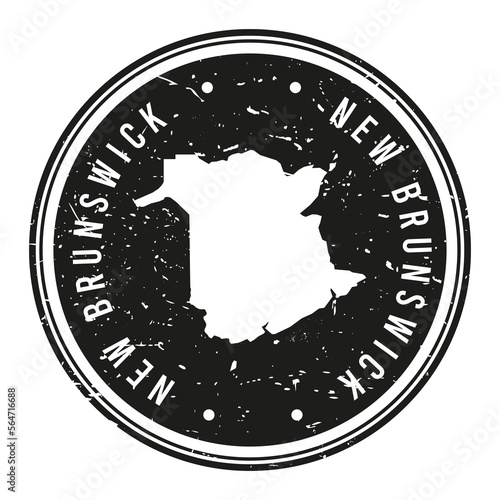 New Brunswick, Canada Silhouette Postal Passport. Stamp Round Vector Icon Map. Design Travel Postmark. 