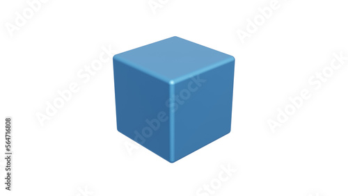 round edge blue cube isolated on white, png transparent
