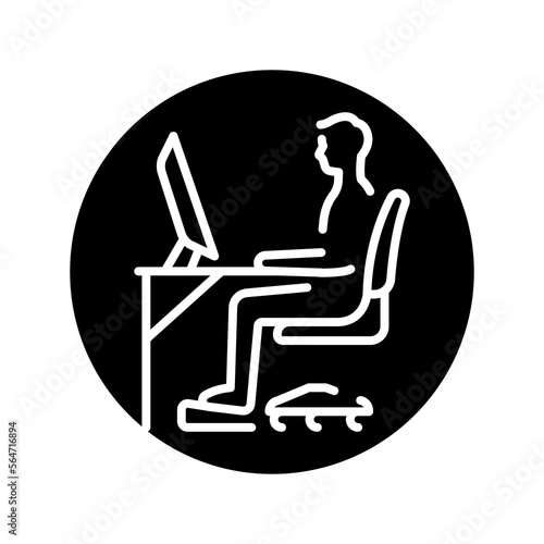 Correct sitting posture olor line icon. Pictogram for web page