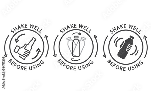Shake well before using set, label, icon, vector, sticker.