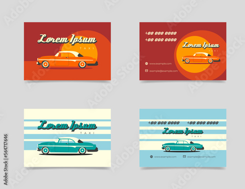 Set of two color variants of a business card template with a silhouette of a car