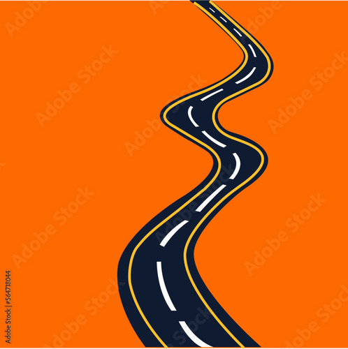 Road arrow going forward and up abstract design. Straight road turns into an upward arrow concept vector illustration. photo