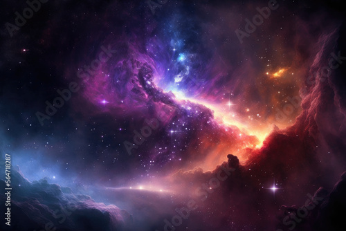 An Illustration of an abstract galaxy background. Created with Generative AI.