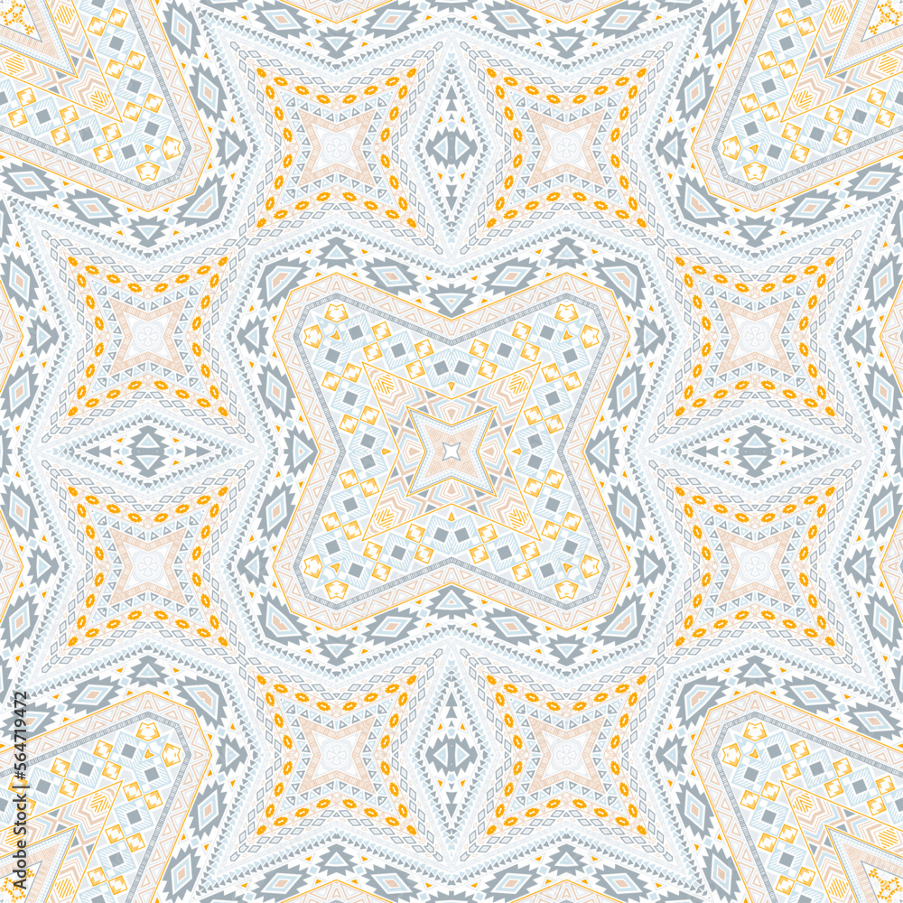 Scandinavian repeating ornament vector design. Oriental geometric background. Carpet print in