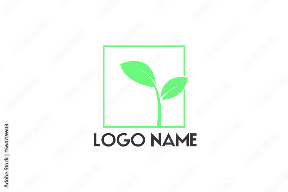 Green leaf logo in shapes. vector leaf, leaf with branch, tree growth, ecological sign, eco icon Green leaf logo in shapes. vector leaf, leaf with branch, tree growth, ecological sign, eco icon