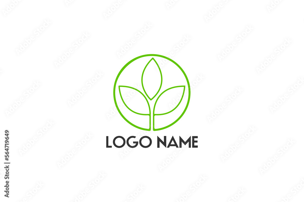 Green leaf logo in shapes. vector leaf, leaf with branch, tree growth, ecological sign, eco icon Green leaf logo in shapes. vector leaf, leaf with branch, tree growth, ecological sign, eco icon