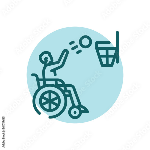 Disabled game basketball  color line icon. Disability. Isolated vector element.
