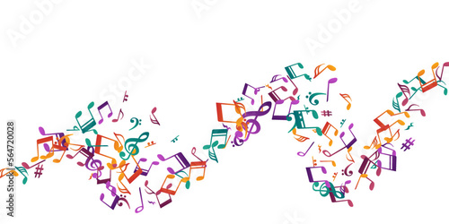 Musical notes cartoon vector pattern. Symphony