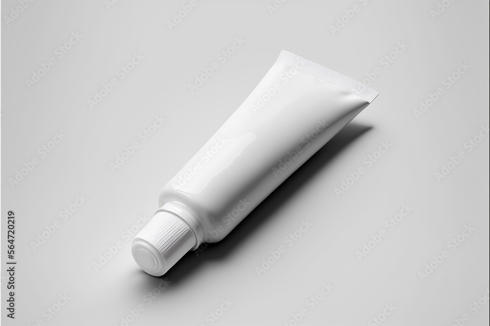 White no screen toothpaste tube for packaging design in white background with generative ai technology White no screen toothpaste tube for packaging design in white background with generative ai technology