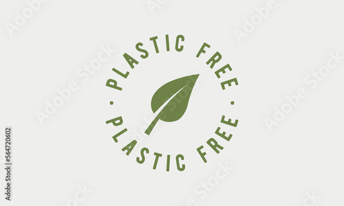 Plastic Free vintage logo template. Eco, Bio product vintage label design. Plastic free label, tag, sticker design for packaging.