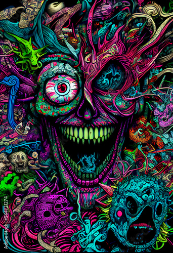 Wallpaper Mural Generative AI abstract render of a psychedelic illustration of a head Torontodigital.ca