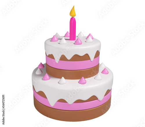 happy birthday cake Candle 3D 